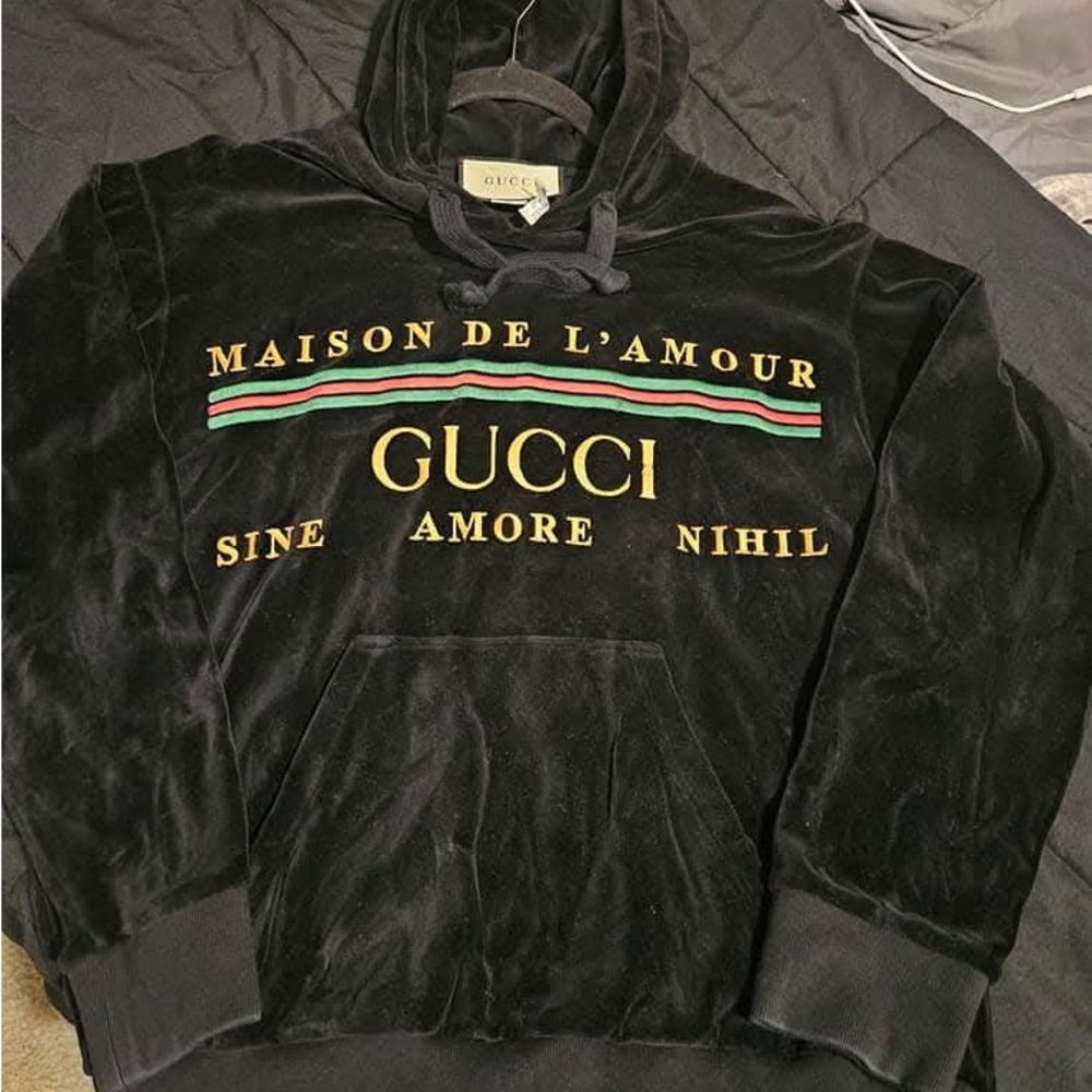 Gucci Black Sweatshirt Luxurious Velour Hoodie